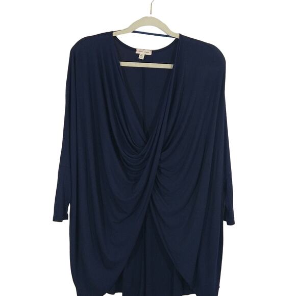 A Silence + Noise Women's Navy Blue Twist Front Oversized Top Shirt Tunic XS - Picture 10 of 13
